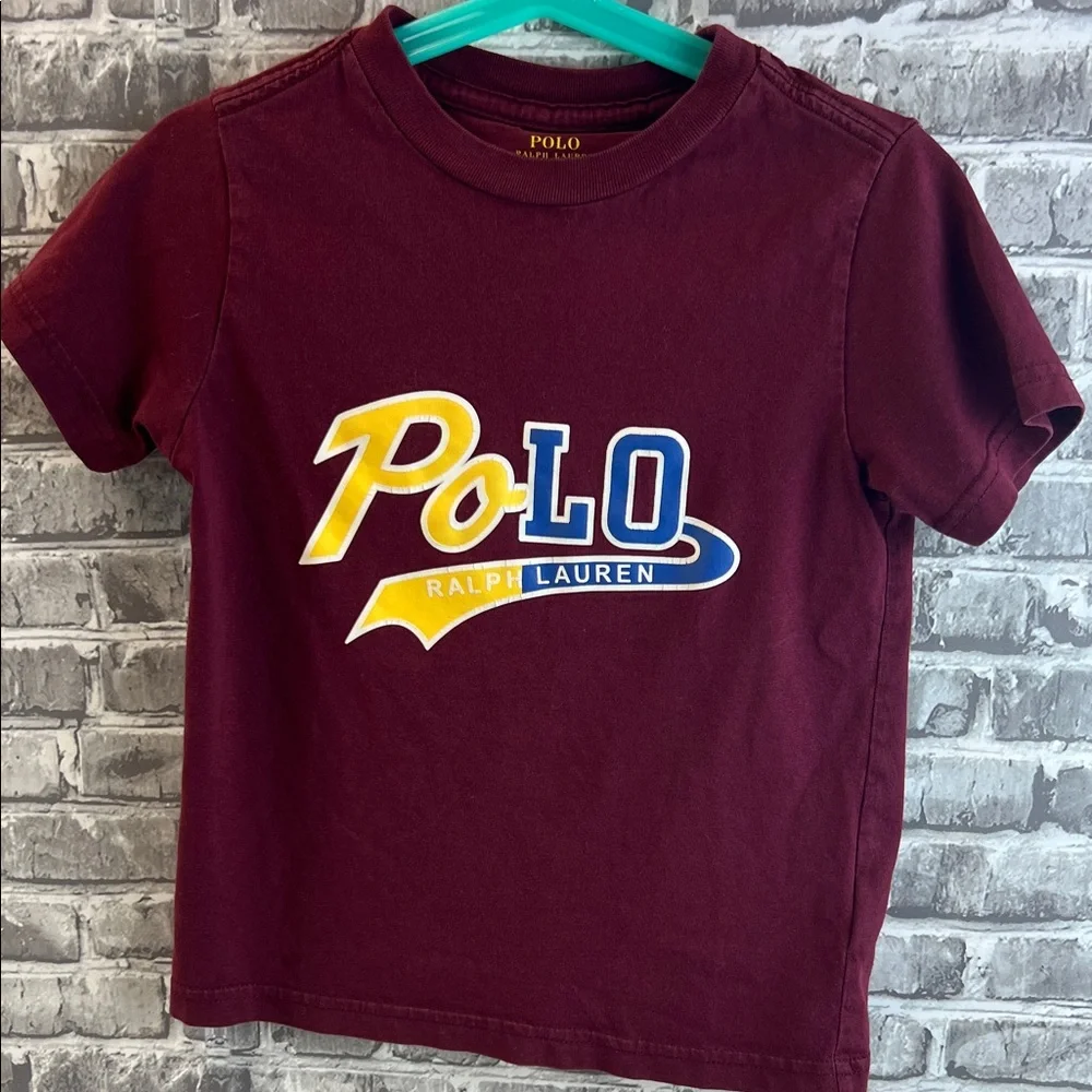 Boy's Ralph Lauren Kids Burgundy Tee with Logo‎